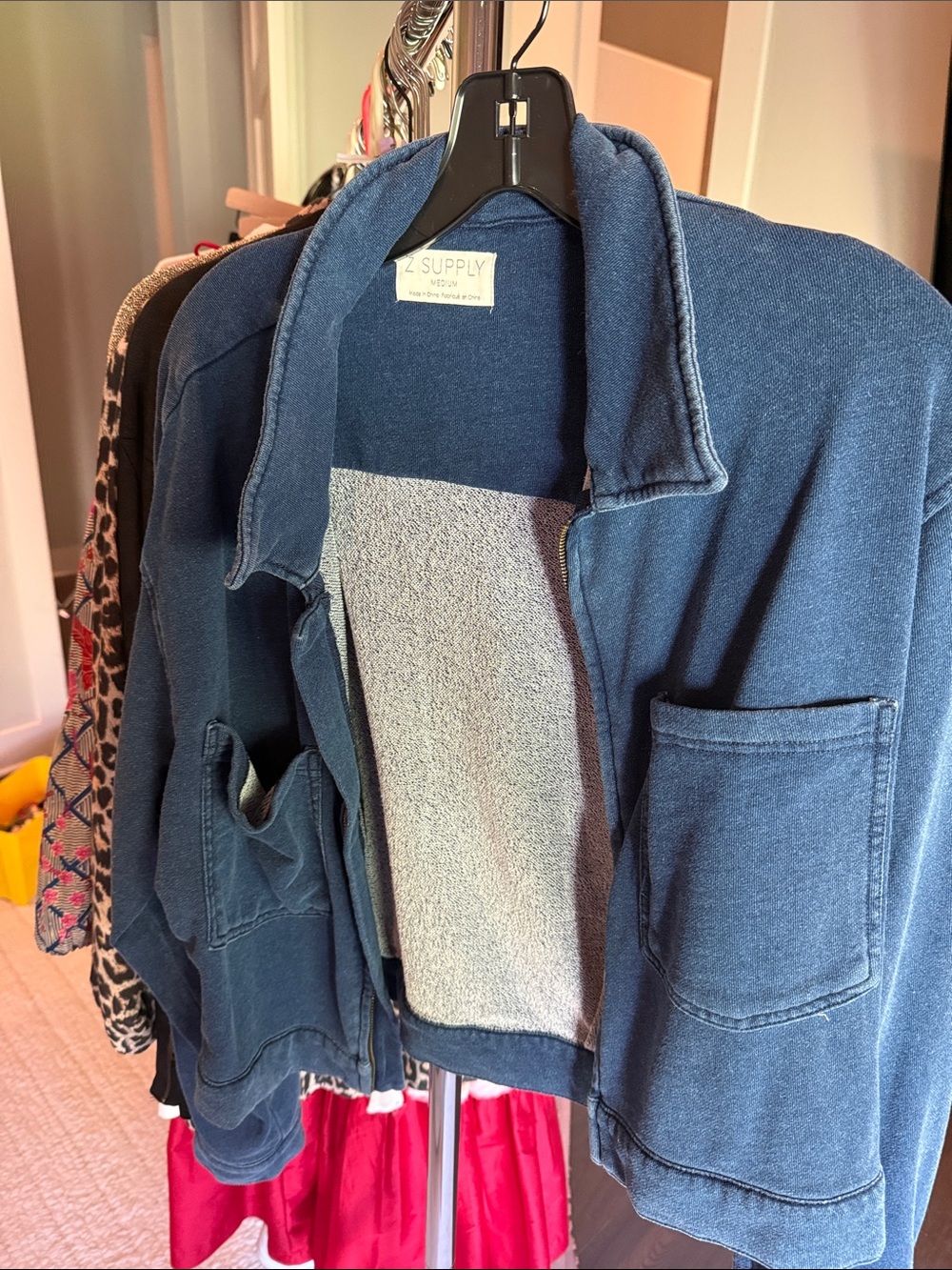 Z Supply Indigo Terry Utility Jacket with Front Pockets